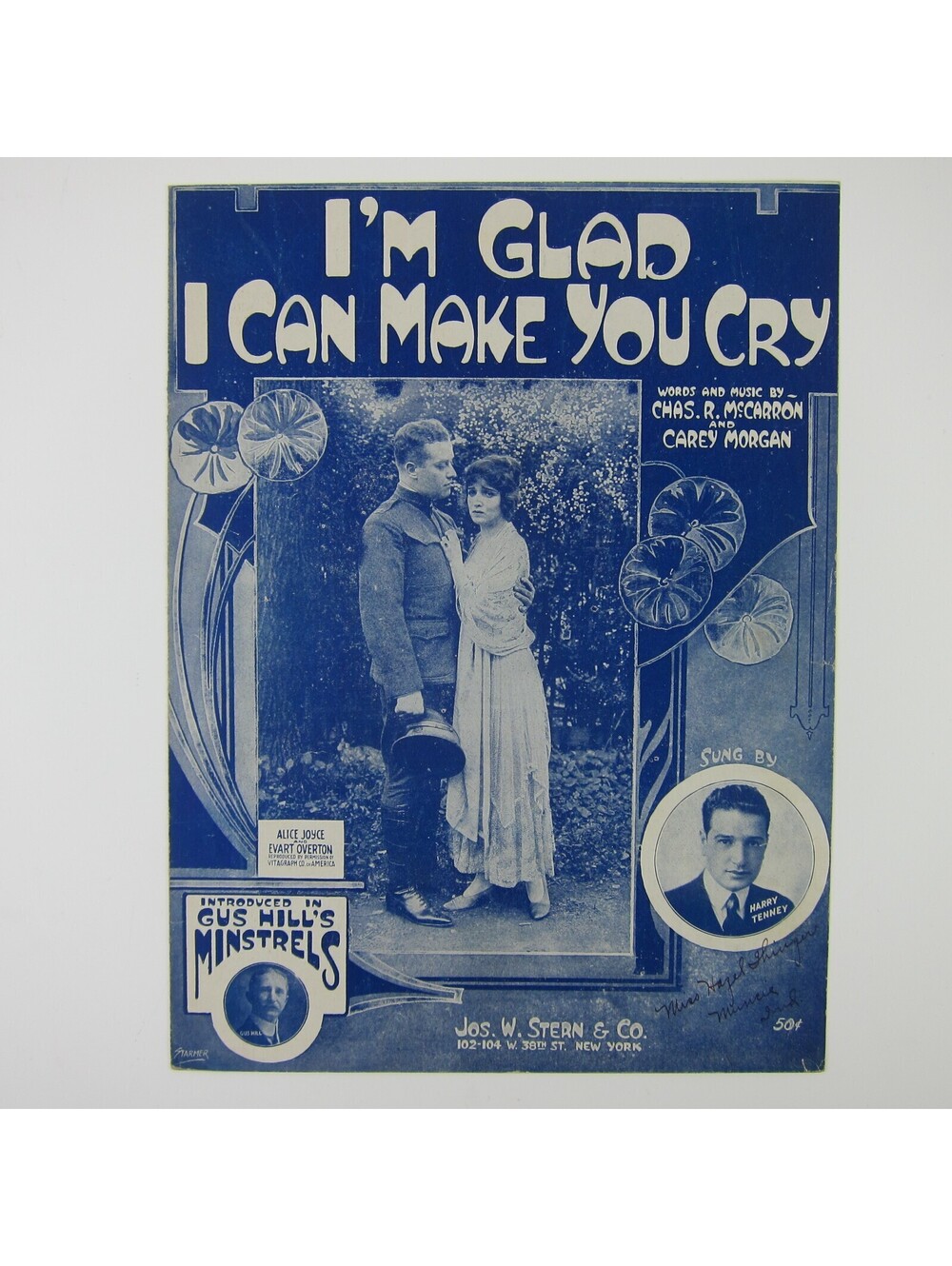Sheet Music I'm Glad I Can Make You Cry Silent Movie Alice Joyce Harry Tenney